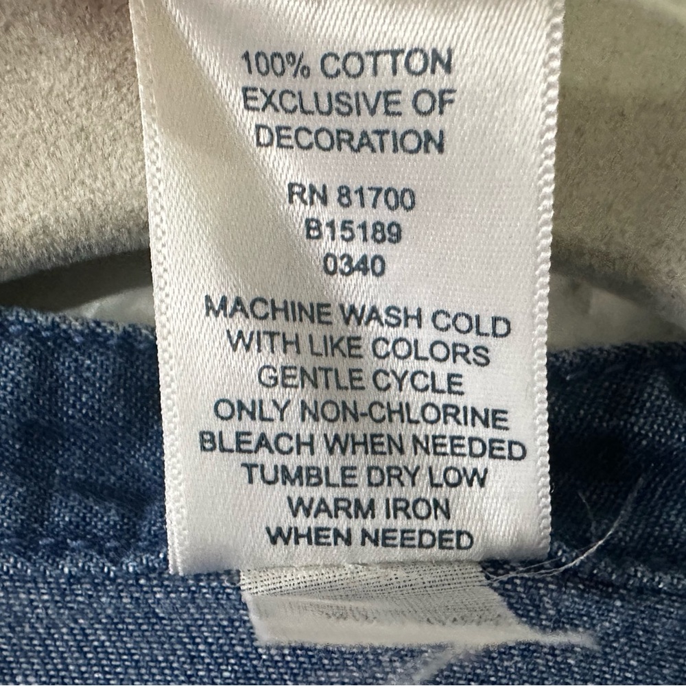 Blair |  100% Cotton Denim Embroidered Long Sleeve Button Down Shirt Size Large - Picture 6 of 7